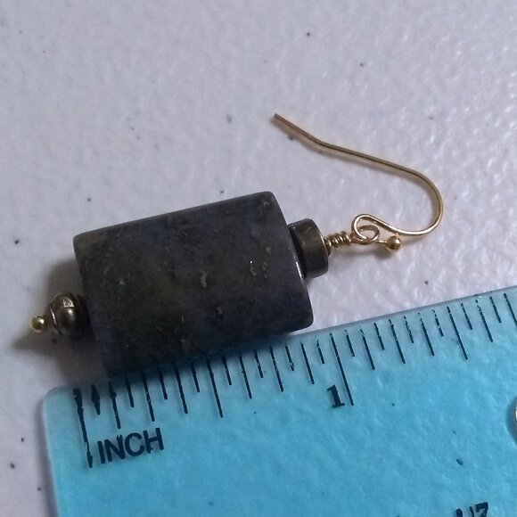 Minimalist! Night Sky + Stars! Deep Blue Speckled Jasper Earrings - Picture 6 of 6